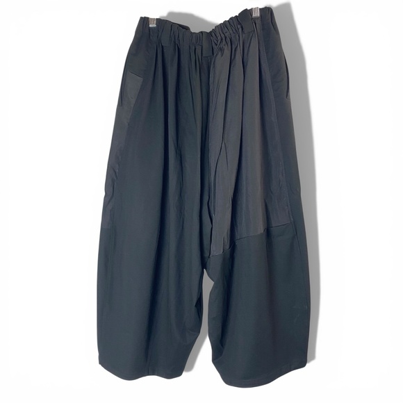 MOYURU Japanese Culottes Mixed Fabric Tulip Cropped Dropcrotch pants Black Large - Picture 2 of 8